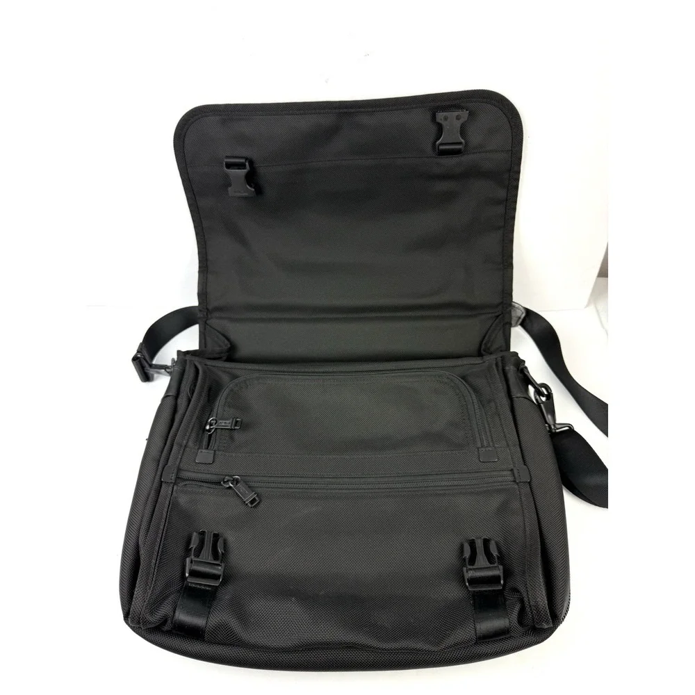 Tumi Alpha Briefcase Slim Black Portfolio Ballistic Nylon Laptop Bag Travel